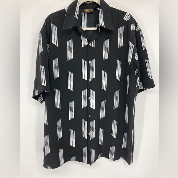 Monzini Collection Men’s Black/White Geometry Print Shirt Size L - Picture 1 of 5